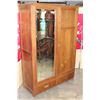 Image 2 : OAK 2 DOOR WARDROBE WITH BEVELLED MIRROR AND KEY