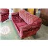 Image 3 : UPHOLSTERED OVERSTUFFED ANTIQUE SOFA + CHAIR ORIGINAL CONDITION