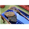 Image 1 : TWO ANTIQUE BASEBALL GLOVES AND LACROSSE STICK
