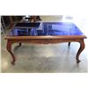 Image 1 : VINTAGE TABLE W/ BLUE GLASS TOP