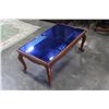 Image 2 : VINTAGE TABLE W/ BLUE GLASS TOP