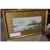 Image 1 : SMALL ANTIQUE SIGNED DRAWING CASTLE AND RIVER SCENE