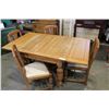 Image 1 : OAK DRAWLEAF TABLE AND FOUR CHAIRS WITH FLOWER CARVING