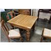 Image 2 : OAK DRAWLEAF TABLE AND FOUR CHAIRS WITH FLOWER CARVING