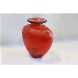 RED ART GLASS VASE