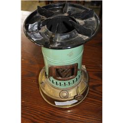 ANTIQUE VALOR 65-5 STOVE GREEN TIN AND BRASS MADE IN ENGLAND