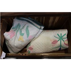 TWO HANDMADE VINTAGE QUILTS AND TAPESTRY