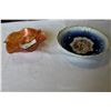 Image 2 : CARNIVAL GLASS BOWL AND HAND PAINTED BOWL