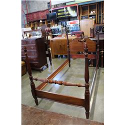 ANTIQUE MAHOGANY SINGLE SIZE POSTER BED FRAME