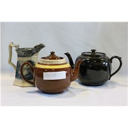 GIBSON TEAPOT ENGLISH TEAPOT AND ANTIQUE PITCHER