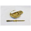 Image 1 : TRENCH ART LETTER OPENER AND BRASS ASHTRAY WITH SECOND DRAGONS BADGE