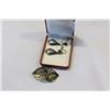 Image 2 : EARLY STERLING AND ENAMEL PIN AND EARRING SET