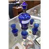 Image 1 : COBALT WITH SILVER OVERLAY DECANTER SET
