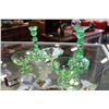 Image 2 : GREEN VASELINE GLASS CANDLESTICKS AND DISHES