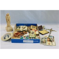 TRAY OF VINTAGE COLLECTIBLE RELIGIOUS ITEMS