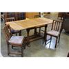 Image 1 : OAK TABLE W/ LEAF + 4 CHAIRS