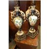 Image 1 : PAIR ANTIQUE HAND PAINTED TABLE LAMPS