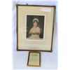 Image 1 : ANTIQUE GILT FRAMED PICTURE OF GIRL IN BONNET AND SMALL MOTTO PIUCTURE