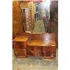 Image 1 : ANTIQUE OAK ORNATE VANITY WITH BEVELLED MIRROR