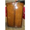 Image 1 : ANTIQUE BURLED WALNUT 2 DOOR CABINET WARDROBE W/ BASE