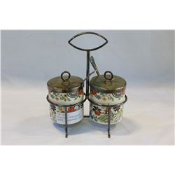 FIVE PCE. SANDLAND WARE CONDIMENT SET