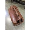 Image 3 : ANTIQUE BROWN LEATHER DOCTORS BAG WITH BRASS LOCKING TABS