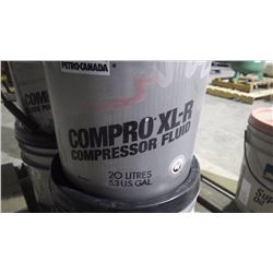 4 pails Petrocan compro XL-R supercut 45 compressor and hydraulic fluid