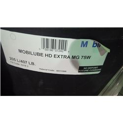 205 litre Mobil lube HD extra NG 75W gear lube