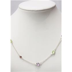 Sterling Silver Gemstone (total 6.00ct) Necklace, Insurance Value $500