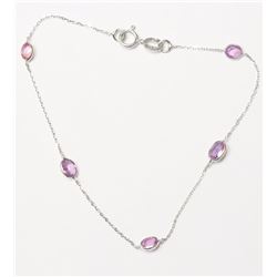 14K White Gold Enhanced Pink Sapphires (1.50ct) Bracelet, Insurance Value $800