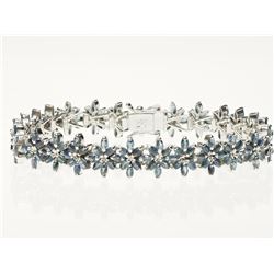 Sterling Silver Sapphire (60.0) Bracelet, Insurance Value $1420
