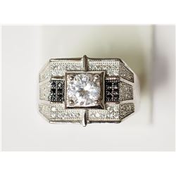 Sterling Silver Cubic Zirconia Men's Ring Retail $300