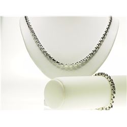 Stainless Steel Men's Venetian Bracelet & Necklace Set Retail $200