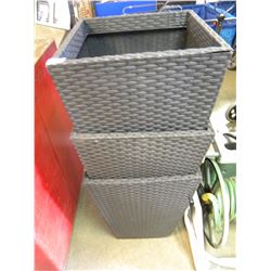 3 RATTAN STYLE MATCHING FLOWER BASKETS