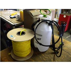 ROLL OF YELLOW POLY ROPE/CHEMICAL SPRAYER