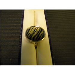 LADIES SILVER TIGER STRIPE RING