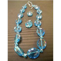 BLUE STONE NECKLACE & MATCHING EARRING SET