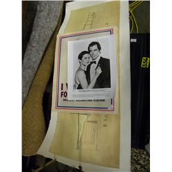 VINTAGE AMERICAN RECRUITING SIGN/SKIMATIC OF LIONS GATE BRIDGE/JAMES BOND PHOTO