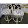 Image 1 : 2 MATCHING RATTAN SWIVEL BAR STOOLS WITH COUSHINS