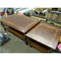 INLAYED MAHOGANNY COFFEE & MATCHING END TABLE