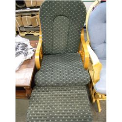 GREEN HONEY OAK GLIDER ROCKER WITH FOOT STOOL