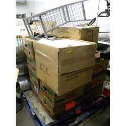 SKID OF MISC LIGHTING/APPROX 12 BOXES OF ASSORTED HOUSEHOLD MISC/HAAN FLOOR SWEEPER/ETC