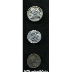 Lot of three miscellaneous silver coins.