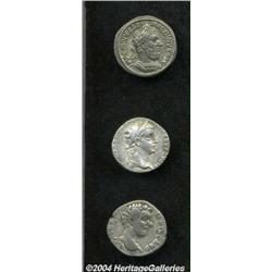 Lot of three denarii. Includes: Tiberius.