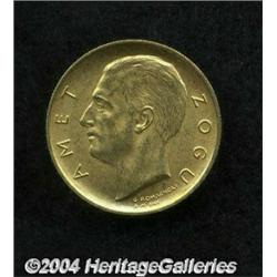 King Zog gold 10 Franc 1927R, KM9, choice