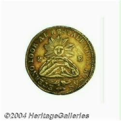 La Rioja. Gold 2 Escudos 1843-RB, KM17, VF