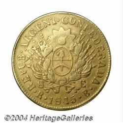 La Rioja. Gold 8 Escudos 1845-RB, KM19, VF,