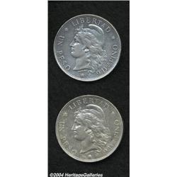 Republic. Peso 1882 - Two Pieces, KM4, AXF