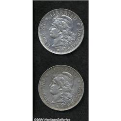 Republic. Peso 1882 - Two Pieces, KM4, XF+