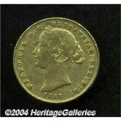 Victoria gold Sovereign 1861, KM4, F-VF with